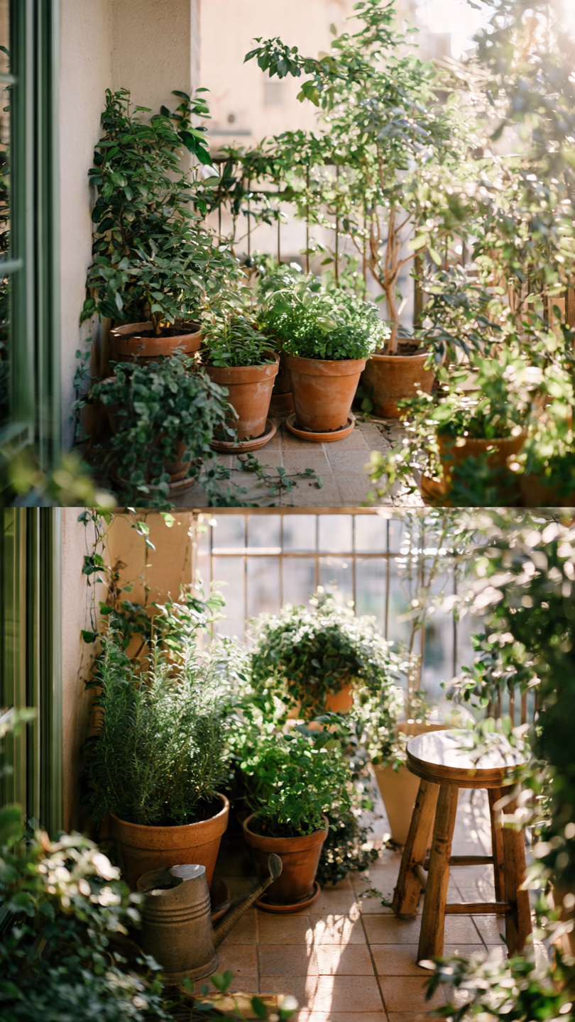 Balcony herb garden